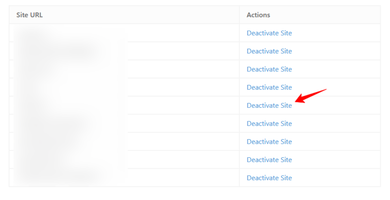 Click on Deactivate Site