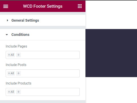 Setting footer conditions