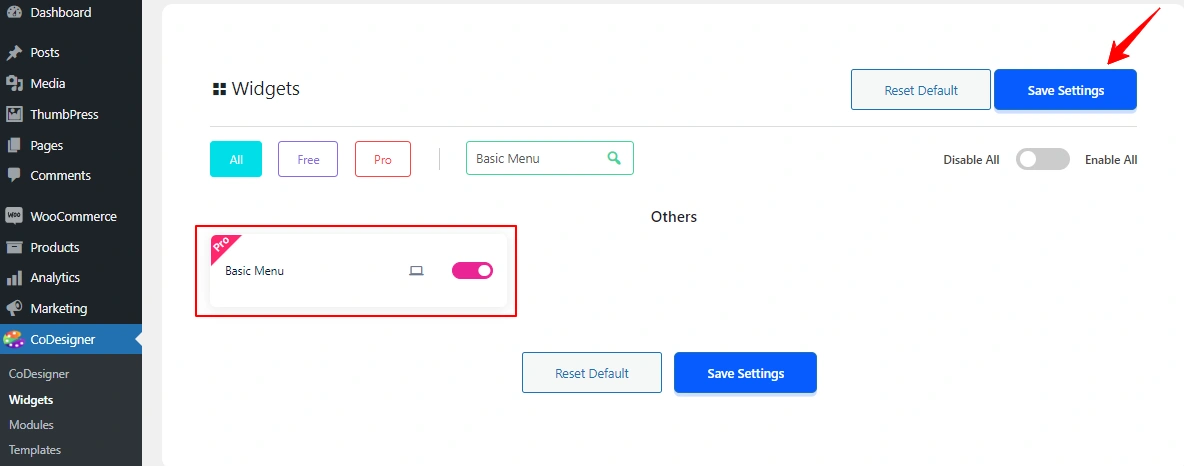 Basic Menu