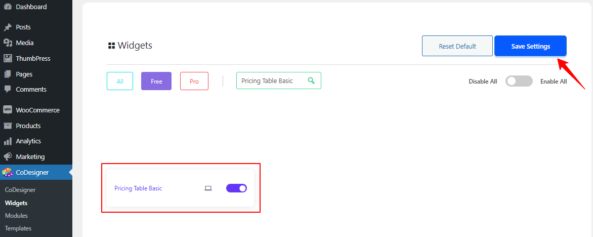 Pricing Table Basic