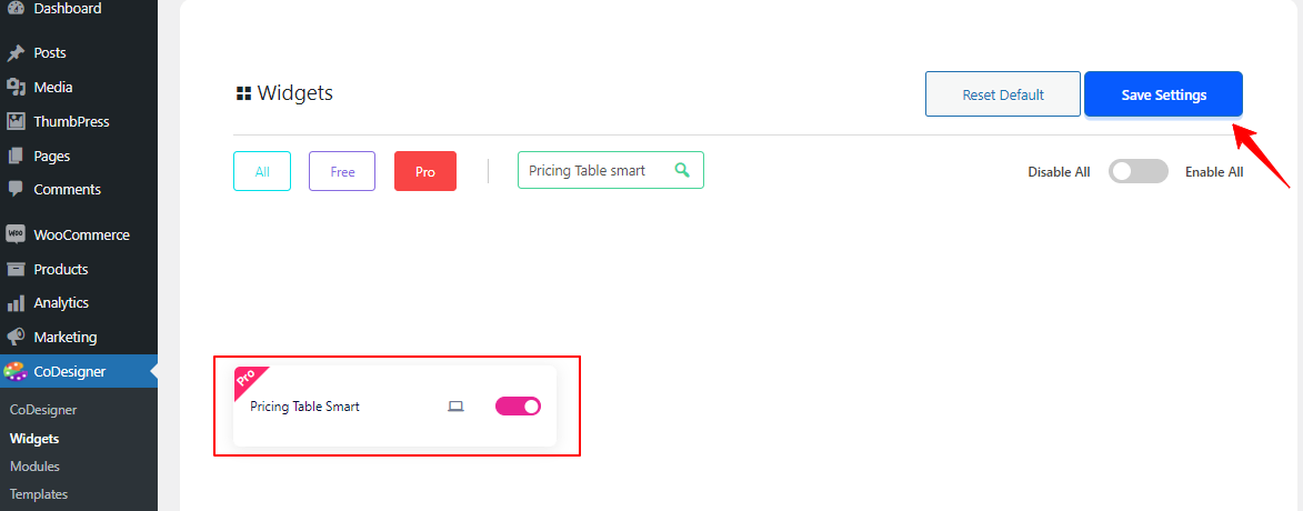 Pricing Table Smart