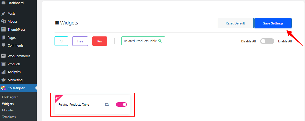 Related Product Table